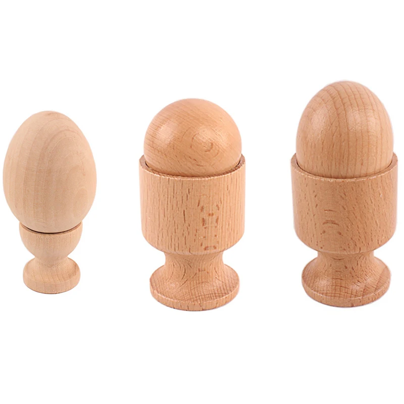 

Infant Montessori Material 3D Object Fitting Exercise Practic Toys Egg Cup Ball Cup Wood Toy 8-12 Month Baby Hand & Feet Finders