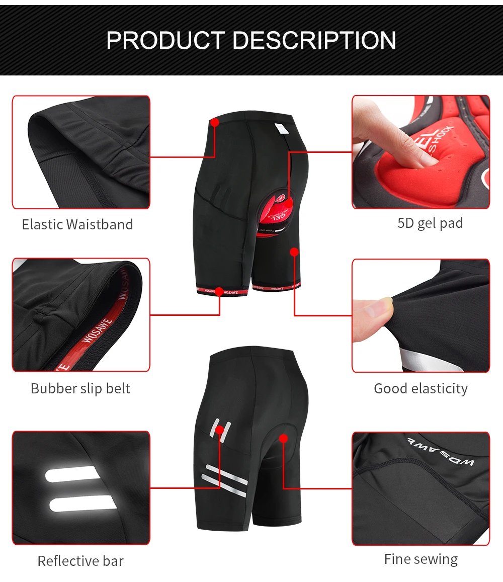 WOSAWE Men's Cycling Shorts Padded Tights Breathable Reflective Shockproof MTB Bicycle Shorts Road Bike Shorts Running shorts
WOSAWE Men's Cycling Shorts Padded Tights Breathable Reflective Shockproof MTB Bicycle Shorts Road Bike Shorts Running shorts