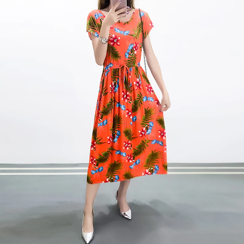 Женское винтажное платье с круглым вырезом, летнее свободное ТРАПЕЦИЕВИДНОЕ ПЛАТЬЕ с цветочным принтом, 2021 
Женское винтажное платье с круглым вырезом, летнее свободное ТРАПЕЦИЕВИДНОЕ ПЛАТЬЕ с цветочным принтом, 2021