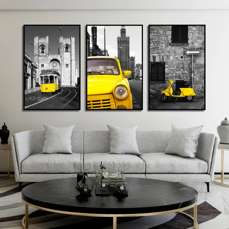 Modern Minimalist Yellow Car Black White City Landscape Print Picture Canvas Painting Home Decor Poster For Living Room Bedroom
Modern Minimalist Yellow Car Black White City Landscape Print Picture Canvas Painting Home Decor Poster For Living Room Bedroom