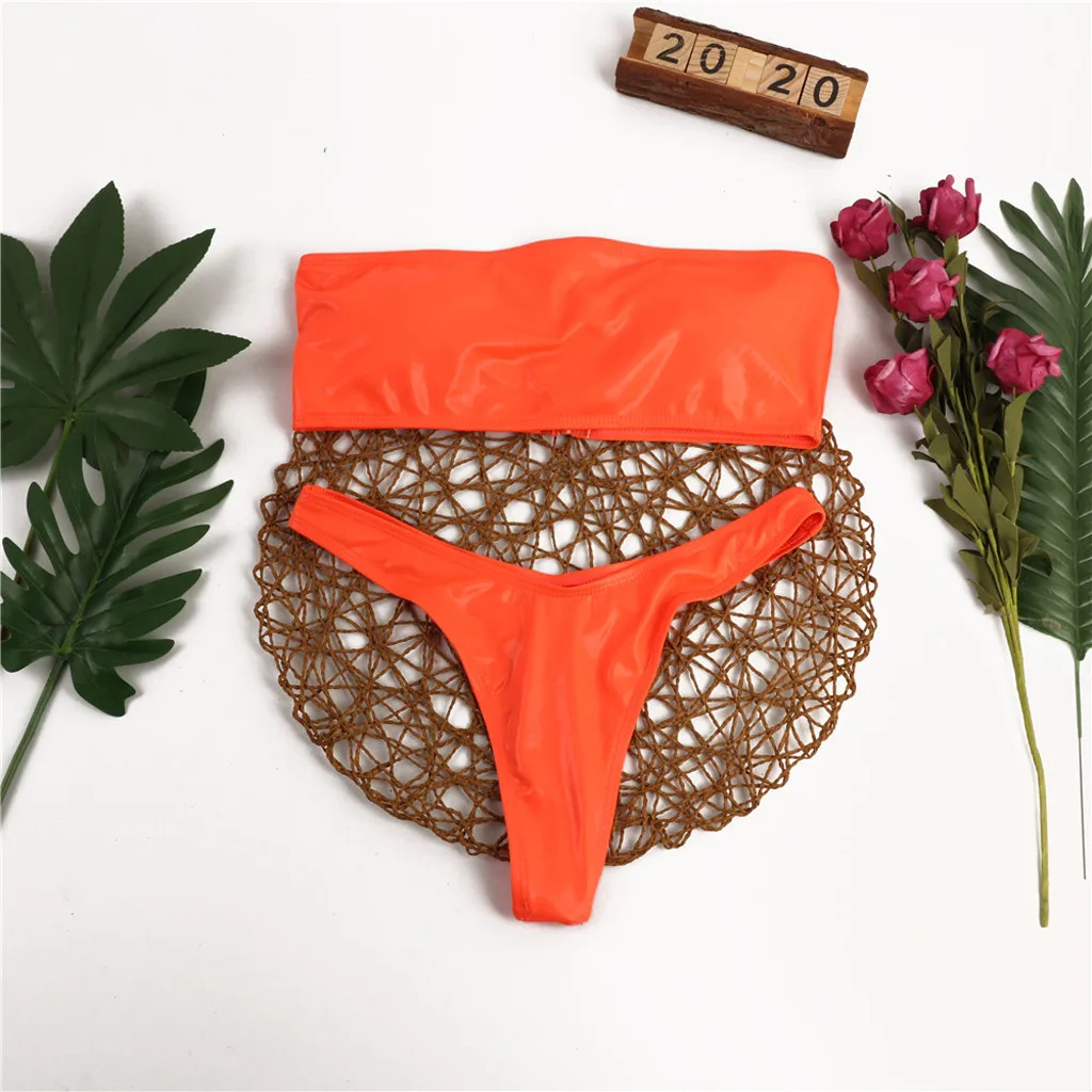 Bikini Set 2020 New Bright PU Women Tube Top Sexy Swimsuit Push-Up Thong Swimming Suits Ladies Vogue Bathing Suit Club Wear
Bikini Set 2020 New Bright PU Women Tube Top Sexy Swimsuit Push-Up Thong Swimming Suits Ladies Vogue Bathing Suit Club Wear