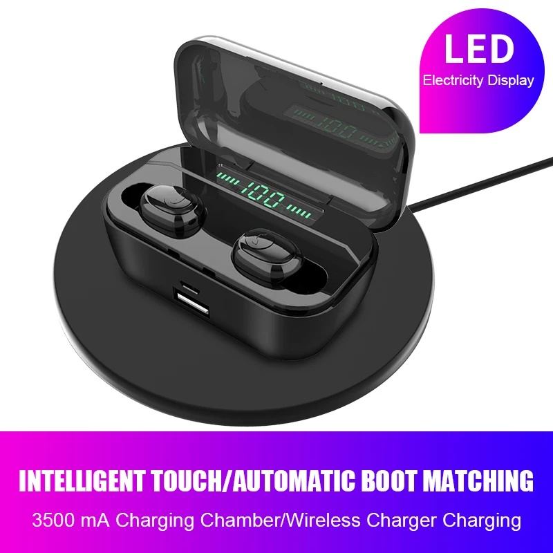 Bluetooth 5.0 TWS Earphone Wireless Bluetooth Headphones 2200mAh Charging Box Headset Stereo Bass with Mic Noise Reduction
Bluetooth 5.0 TWS Earphone Wireless Bluetooth Headphones 2200mAh Charging Box Headset Stereo Bass with Mic Noise Reduction