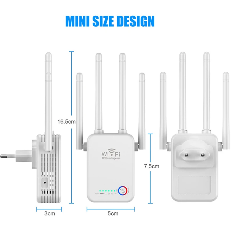 KuWFi Wifi Repeater 300Mbps/1200Mbps Dual Band 2.4/5G Wifi Router Wifi Extender 4*2dbi Antenna Long Range WiFi Amplifier
KuWFi Wifi Repeater 300Mbps/1200Mbps Dual Band 2.4/5G Wifi Router Wifi Extender 4*2dbi Antenna Long Range WiFi Amplifier