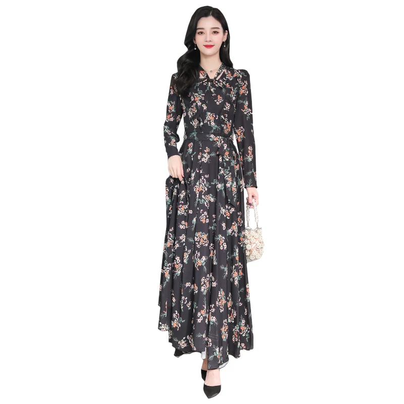 2020 Spring Summer New Arrival Bohemian Style Bow Collar Flower Printed Women Chiffon Long Dress
2020 Spring Summer New Arrival Bohemian Style Bow Collar Flower Printed Women Chiffon Long Dress