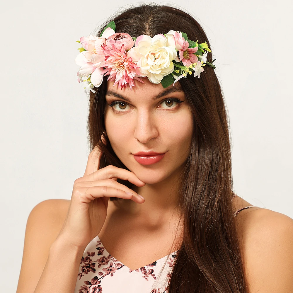 Wedding White Pink Bezel Wreath Flower Headband for Women Floral Head Band Spring Festival Photo Shoot Tiaras Headwear
Wedding White Pink Bezel Wreath Flower Headband for Women Floral Head Band Spring Festival Photo Shoot Tiaras Headwear