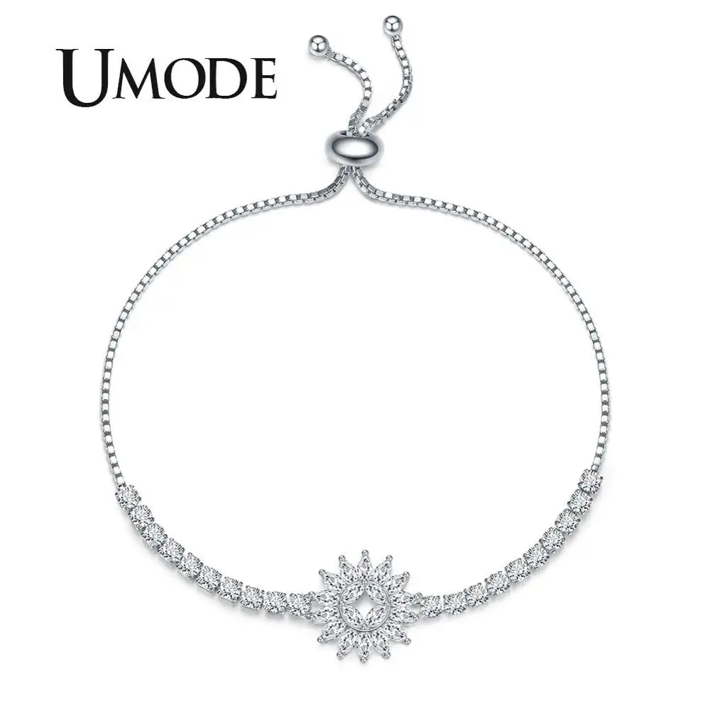 Женские теннисные браслеты UMODE Sun Flower циркониевые с фианитами модные украшения