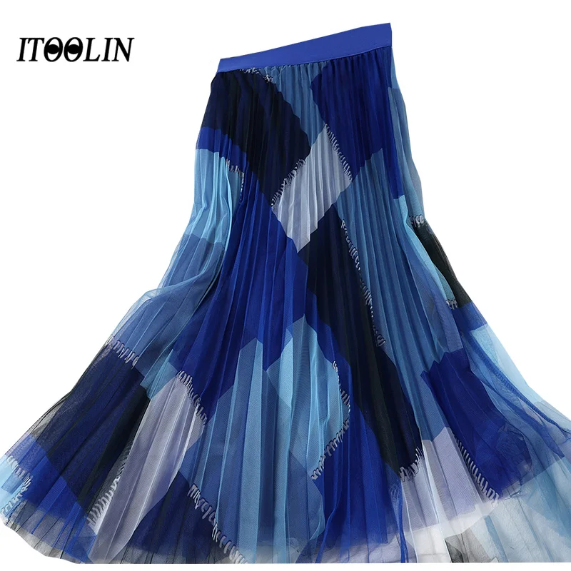 ITOOLIN Spring 2021 Pleated Tulle Midi Skirt Y2k Patchwork High Waist Fashion Plaid A Line Mesh Long Skirt Mujer Faldas 
ITOOLIN Spring 2021 Pleated Tulle Midi Skirt Y2k Patchwork High Waist Fashion Plaid A Line Mesh Long Skirt Mujer Faldas