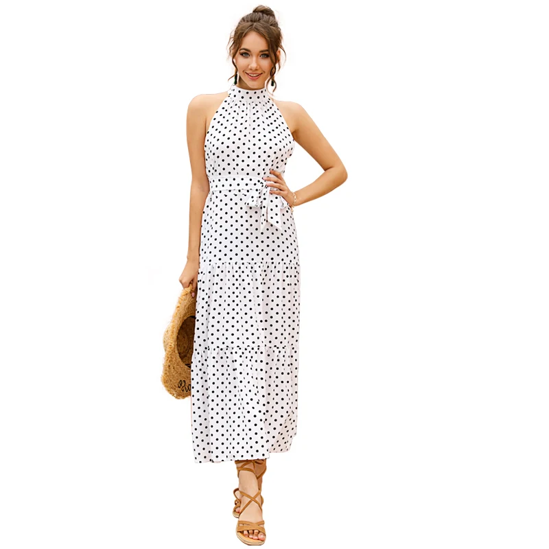 2020 women's dress sub-new sexy polka dot chiffon dress female summer was thin sleeveless hanging neck printed long dress
2020 women's dress sub-new sexy polka dot chiffon dress female summer was thin sleeveless hanging neck printed long dress