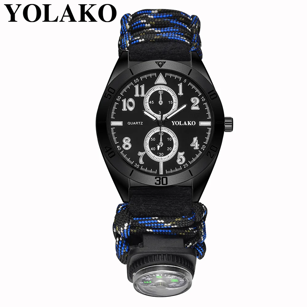 YOLAKO Brand Double Dial Digital Compass Military Watch men Nylon Men's Sports Watches Relogio Masculino Men relojes | Наручные часы