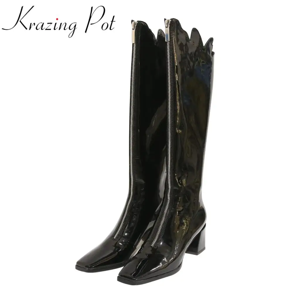 Vichelo Hot cow leather square toe riding boots thick high heels ruffles modern catwalk front zipper superstar knee-high boots
Vichelo Hot cow leather square toe riding boots thick high heels ruffles modern catwalk front zipper superstar knee-high boots