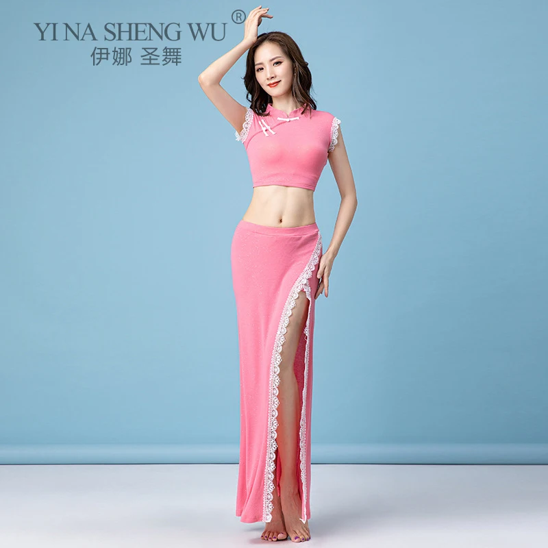 Summer New Belly Dance Practice Clothes Cheongsam Style Sexy Show Dance Training Suit Sleeveless Top Long Split Skirt Dance New 
Summer New Belly Dance Practice Clothes Cheongsam Style Sexy Show Dance Training Suit Sleeveless Top Long Split Skirt Dance New