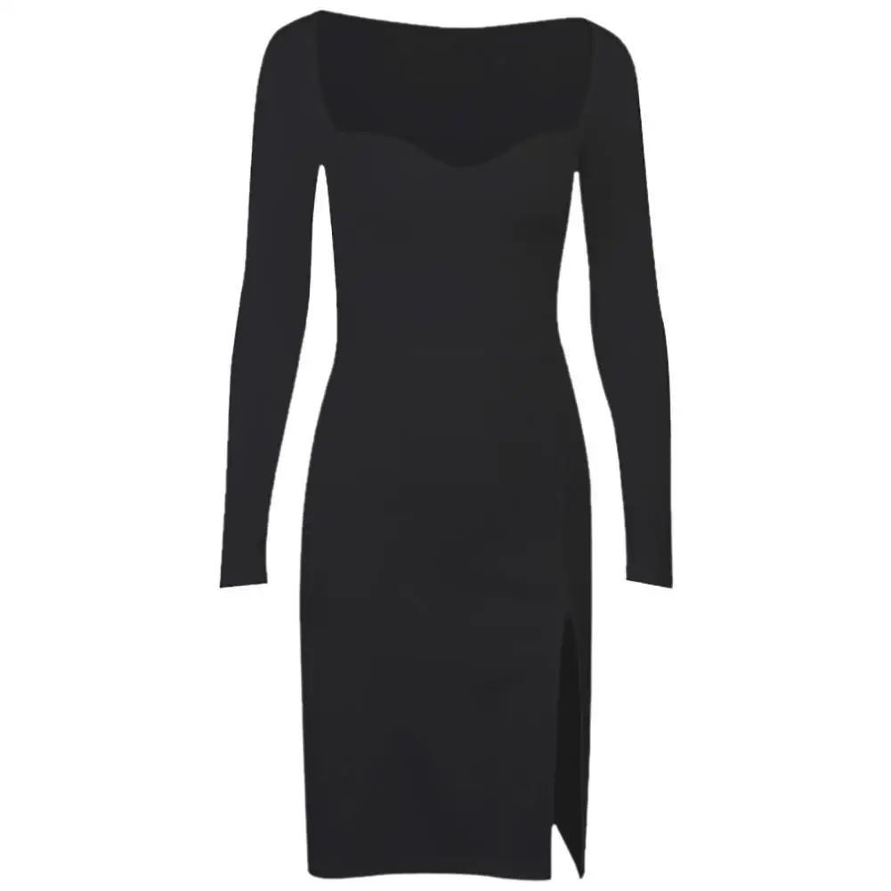 Women Sexy Dress Square Neck Long Sleeve Above Knee Dress Fashion Split Ribbed Party Mini Bodycon Slim Dress for Spring
Women Sexy Dress Square Neck Long Sleeve Above Knee Dress Fashion Split Ribbed Party Mini Bodycon Slim Dress for Spring