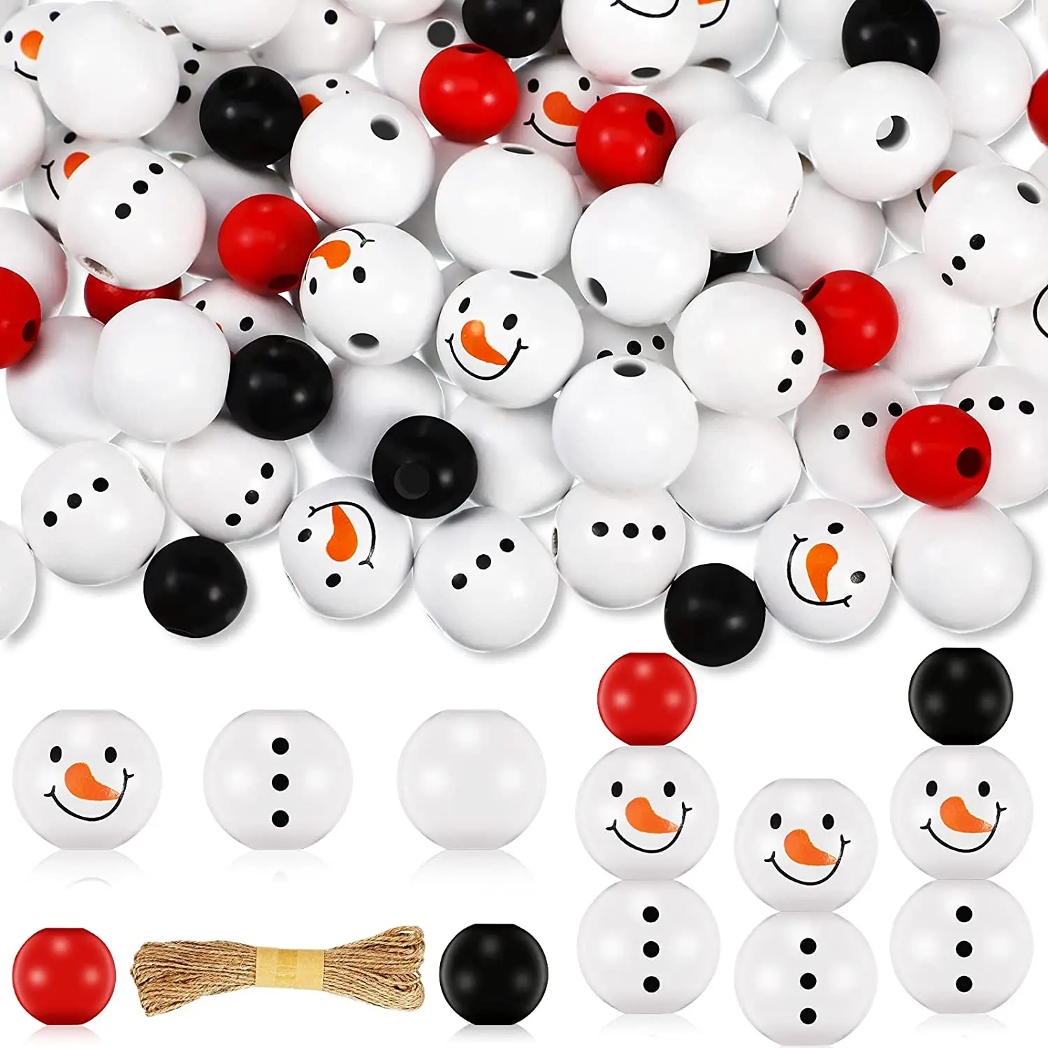 200pcs Christmas Wooden Beads Snowman beaded With Rope Suitable for Winter Christmas DIY Wreath Party Decoration
200pcs Christmas Wooden Beads Snowman beaded With Rope Suitable for Winter Christmas DIY Wreath Party Decoration