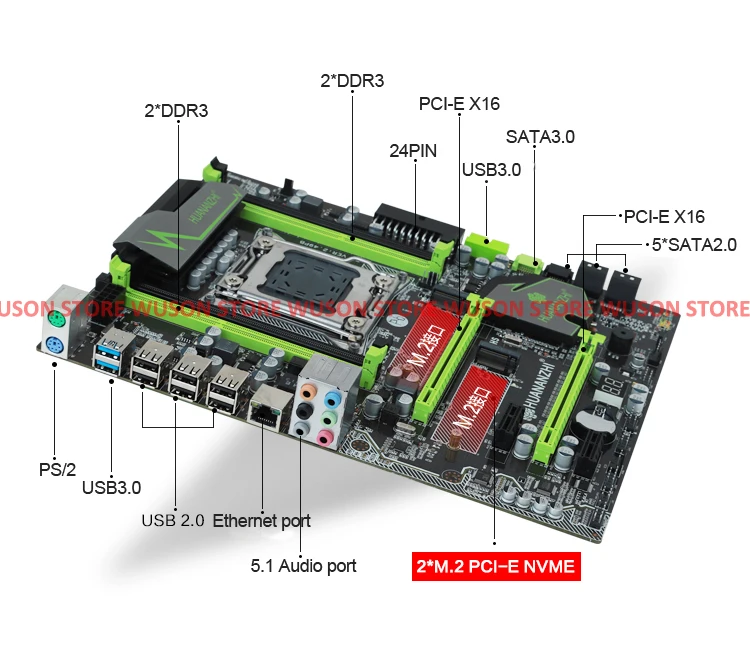 Материнская плата HUANANZHI X79 Pro CPU RAM bundle LGA2011 материнская с M.2 слотом Xeon E5 1660 3 ГГц ОЗУ 16