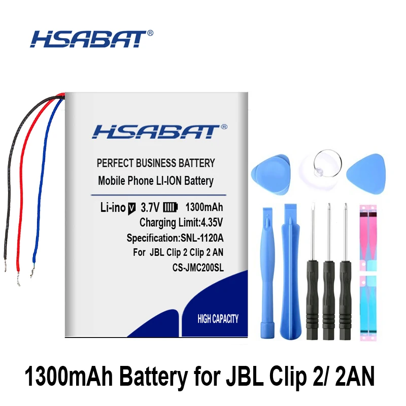 Аккумулятор HSABAT GSP383555 1300 мАч для JBL Clip 2 AN CLIP2BLKAM CS056US P04405201|Батареи MP3/MP4 плееров| |