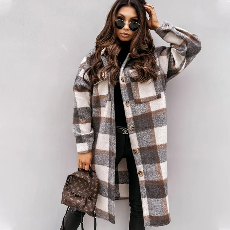 Autumn Women Shirt Midi Coat Fashion Plaid Printed Turn Down Collar Long Jacket Casual Single-Breasted Winter Female Overcoat
Autumn Women Shirt Midi Coat Fashion Plaid Printed Turn Down Collar Long Jacket Casual Single-Breasted Winter Female Overcoat