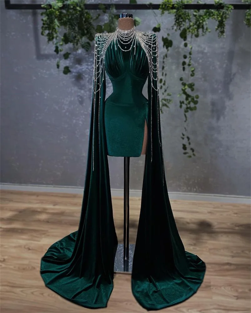 Sexy Green Velvet Mermaid Prom Dresses Beading Birthday Party Gowns Mini Cocktail Homecoming Robe De Bal
Sexy Green Velvet Mermaid Prom Dresses Beading Birthday Party Gowns Mini Cocktail Homecoming Robe De Bal