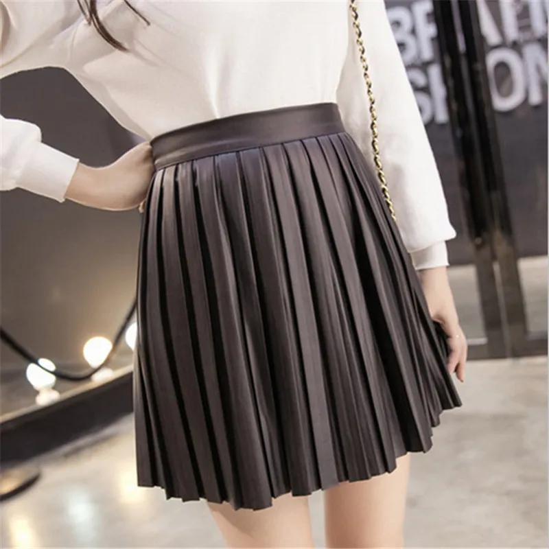 Black Sexy PU Solid Faux leather Slim Empire Mini Pleated Skirt Women Jupe femme Falda mujeres
Black Sexy PU Solid Faux leather Slim Empire Mini Pleated Skirt Women Jupe femme Falda mujeres