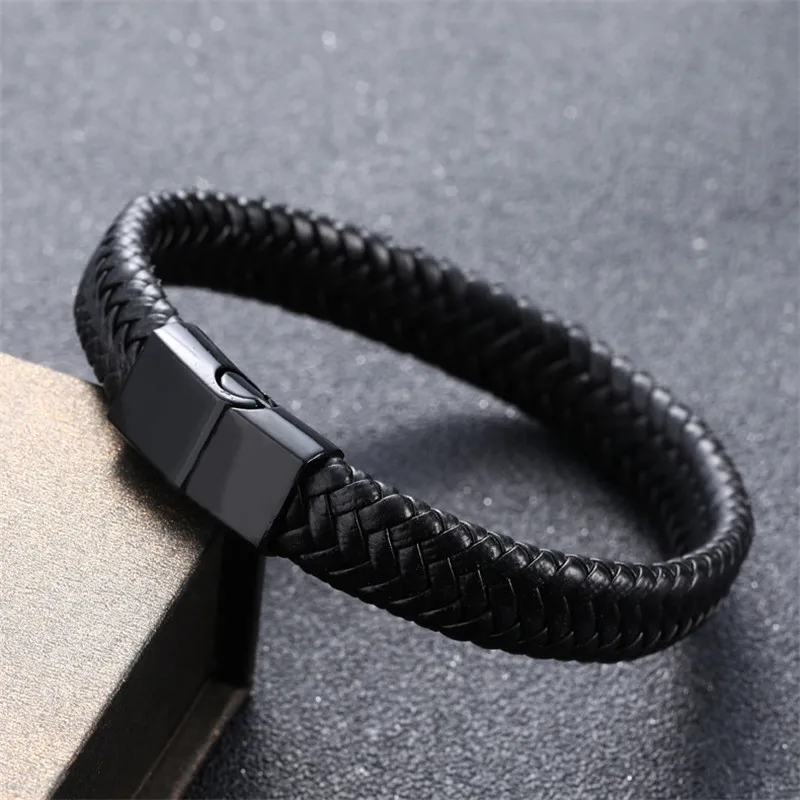 Punk Men Jewelry Black Red Braided Leather Bracelet Stainless Steel Magnetic Clasp Fashion Bangles Wrap Bracelet
Punk Men Jewelry Black Red Braided Leather Bracelet Stainless Steel Magnetic Clasp Fashion Bangles Wrap Bracelet