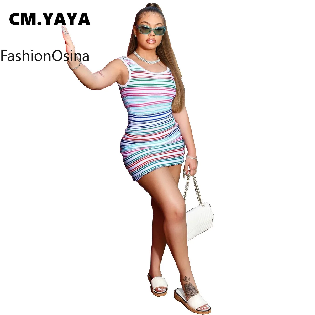 F.O Women Summer Mini Dress O-Neck Sleeveless Striped Print Casual Street Bandage Dresses Night Club Party Vestidos 2021
F.O Women Summer Mini Dress O-Neck Sleeveless Striped Print Casual Street Bandage Dresses Night Club Party Vestidos 2021