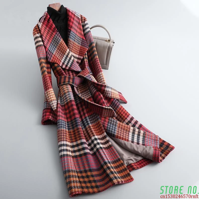 2021 Autumn Winter New Arrival Women Warm Wool Coat Fashion Plaid Belted Blends Outwear Female Korean Slim Office Long Coat
2021 Autumn Winter New Arrival Women Warm Wool Coat Fashion Plaid Belted Blends Outwear Female Korean Slim Office Long Coat