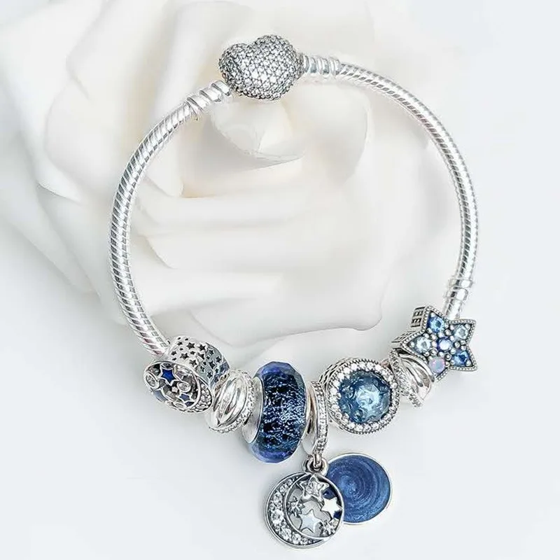 Genuine 925 Sterling Silver Fashion Star Charm With Heart-shaped Button Bracelet Fit Original Pan Charm Female Diy Jewelry
Genuine 925 Sterling Silver Fashion Star Charm With Heart-shaped Button Bracelet Fit Original Pan Charm Female Diy Jewelry