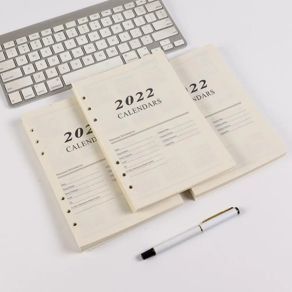 

2022 Journal Agenda Plannner Notebook A5 Insert Refills 80g Core 6 Holes Leaf Inner Planner Ring Paper Binder Diary Loose V3E5