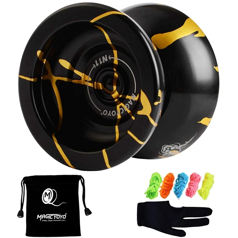 Magicyoyo N11 Alloy Aluminum Professional Yoyo Unresponsive Yoyo Ball (Black Golden) Bag, Glove 5 Strings
Magicyoyo N11 Alloy Aluminum Professional Yoyo Unresponsive Yoyo Ball (Black Golden) Bag, Glove 5 Strings