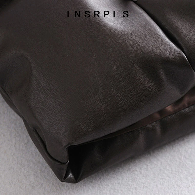 INSRPLS Women Fashion Thick Warm Faux Leather Padded Jacket Loose Parka Coat High Collar Long Sleeve Female Outerwear Chic Tops 
INSRPLS Women Fashion Thick Warm Faux Leather Padded Jacket Loose Parka Coat High Collar Long Sleeve Female Outerwear Chic Tops