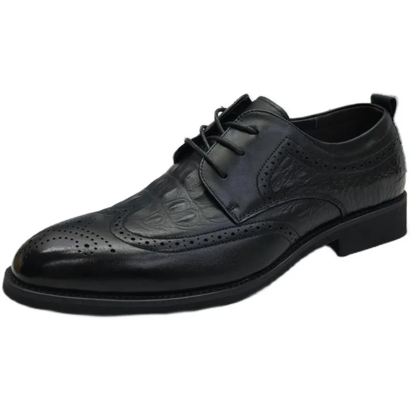 England Style Men Business Genuine Leather Shoes Crocodile Print Pointed Dress Shoes Brand Lace Up Casual Brogue Shoes Male
England Style Men Business Genuine Leather Shoes Crocodile Print Pointed Dress Shoes Brand Lace Up Casual Brogue Shoes Male