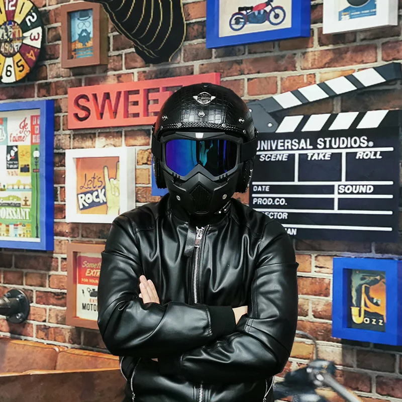 Synthetic Leather Motorcycle Helmets Retro Vintage Open Face Helmets Motorbike Scooter Cruiser Chopper Casco Helmets DOT
Synthetic Leather Motorcycle Helmets Retro Vintage Open Face Helmets Motorbike Scooter Cruiser Chopper Casco Helmets DOT