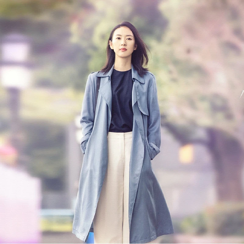 Korean Version of the Loose Long Sleeve Temperament Thin Coat 2020 Autumn Fashion Smoky Blue Trench Coat Windbreaker With Belt
Korean Version of the Loose Long Sleeve Temperament Thin Coat 2020 Autumn Fashion Smoky Blue Trench Coat Windbreaker With Belt