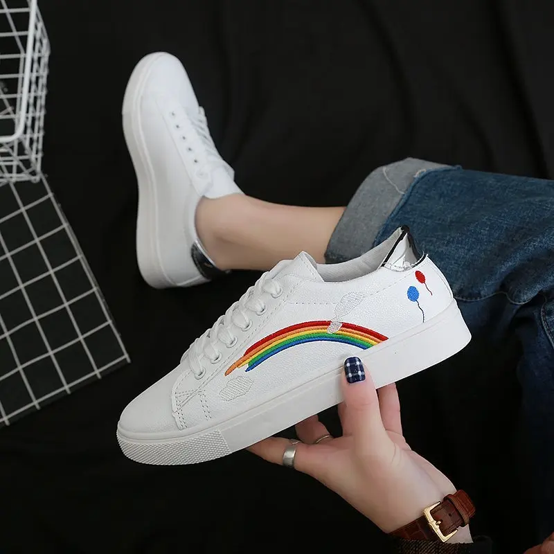 Women Sneakers Fashion Rainbow Embroidery Stripes Summer Female Walking Platform Vulcanized Shoes White Women's Chunky Footwear
Women Sneakers Fashion Rainbow Embroidery Stripes Summer Female Walking Platform Vulcanized Shoes White Women's Chunky Footwear
