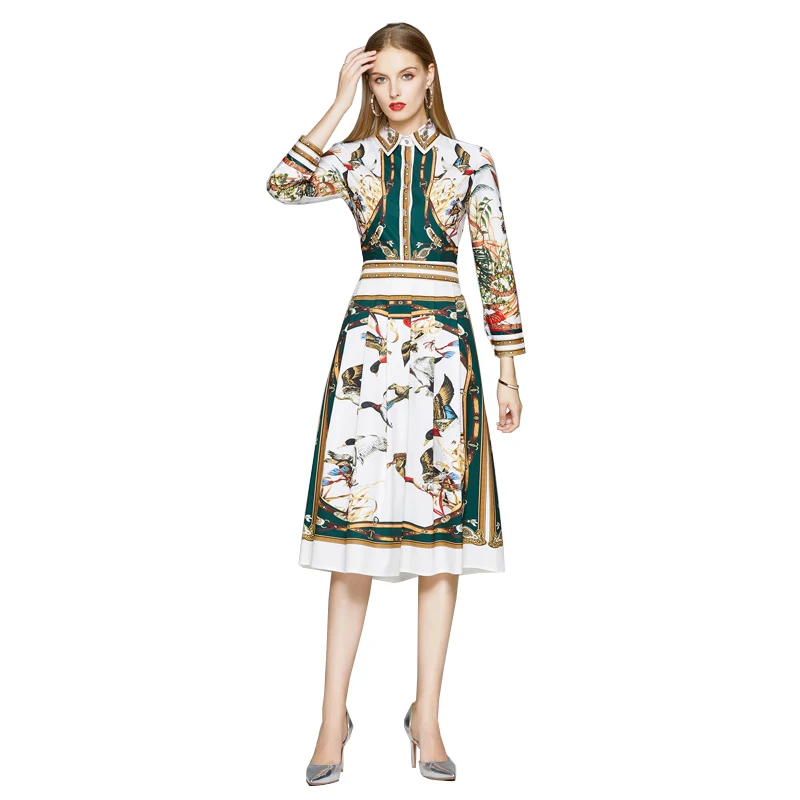 2021 New Designer Runway Woman Fashion Dresses Bird Floral Print Long Sleeve Ladies Elegant Party Casual A-Line Midi Beach Dress
2021 New Designer Runway Woman Fashion Dresses Bird Floral Print Long Sleeve Ladies Elegant Party Casual A-Line Midi Beach Dress