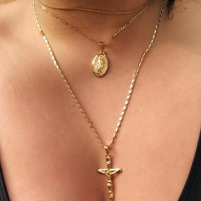 Necklaces Jewelry Lovers Virgin Mary Cross Girls Yellow Gold Color Bohemia Stainless Steel Pendant Necklace Chain Women
Necklaces Jewelry Lovers Virgin Mary Cross Girls Yellow Gold Color Bohemia Stainless Steel Pendant Necklace Chain Women
