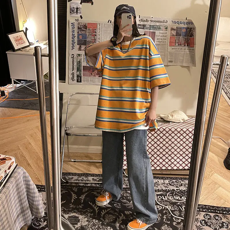 Summer Cotton Striped T-shirt Men Fashion Casual O-neck Couple T Shirt Streetwear Korean Loose Short-sleeved Tshirt Mens Tops
Summer Cotton Striped T-shirt Men Fashion Casual O-neck Couple T Shirt Streetwear Korean Loose Short-sleeved Tshirt Mens Tops