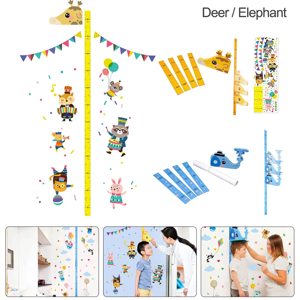 3d мультфильм Животные Слон Олень Высота Мера настенные наклейки детские комнаты
