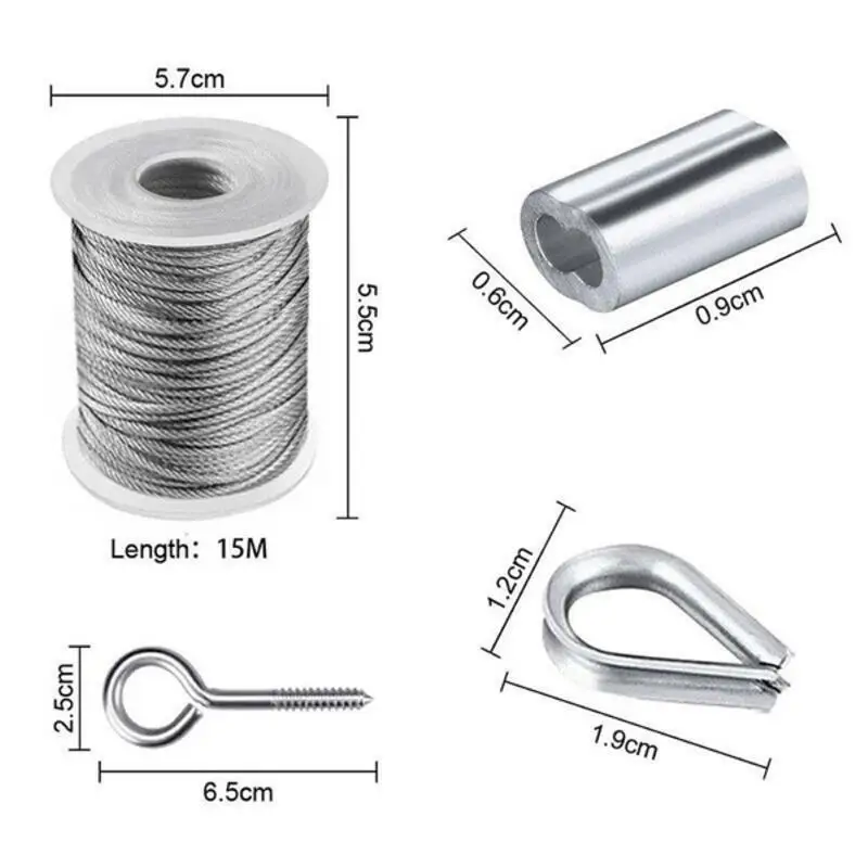 Wire Rope Stainless Steel PVC Coated Rust Resistance Flexible Clothesline Hooks Hanging Kit Steel Wire for Outdoor Indoor
Wire Rope Stainless Steel PVC Coated Rust Resistance Flexible Clothesline Hooks Hanging Kit Steel Wire for Outdoor Indoor