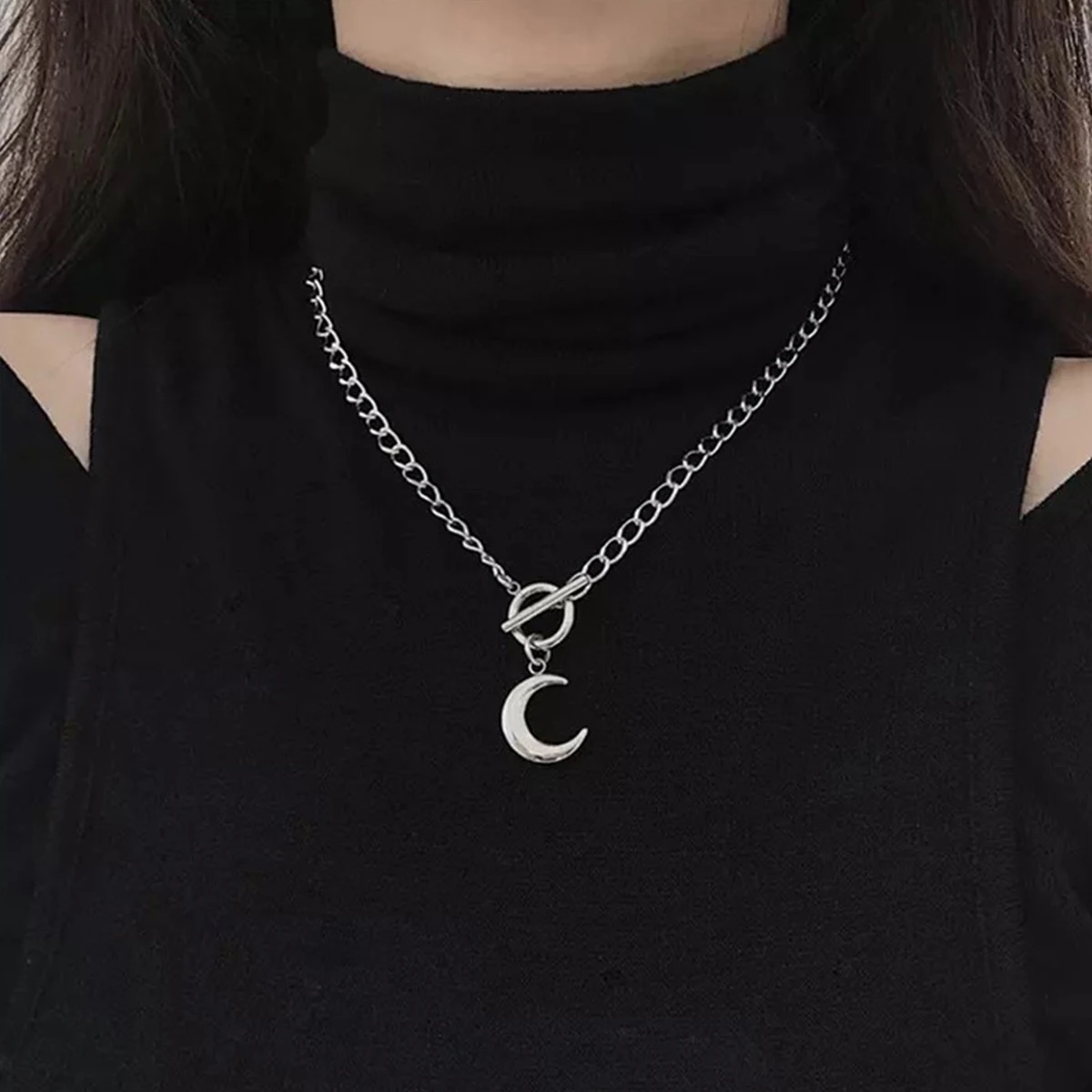 Sindlan Punk Silver Color Moon Pendannt Necklace for Women Stainless Steel Chain Couple Emo Za Fashion Jewelry Collar Para Mujer
Sindlan Punk Silver Color Moon Pendannt Necklace for Women Stainless Steel Chain Couple Emo Za Fashion Jewelry Collar Para Mujer