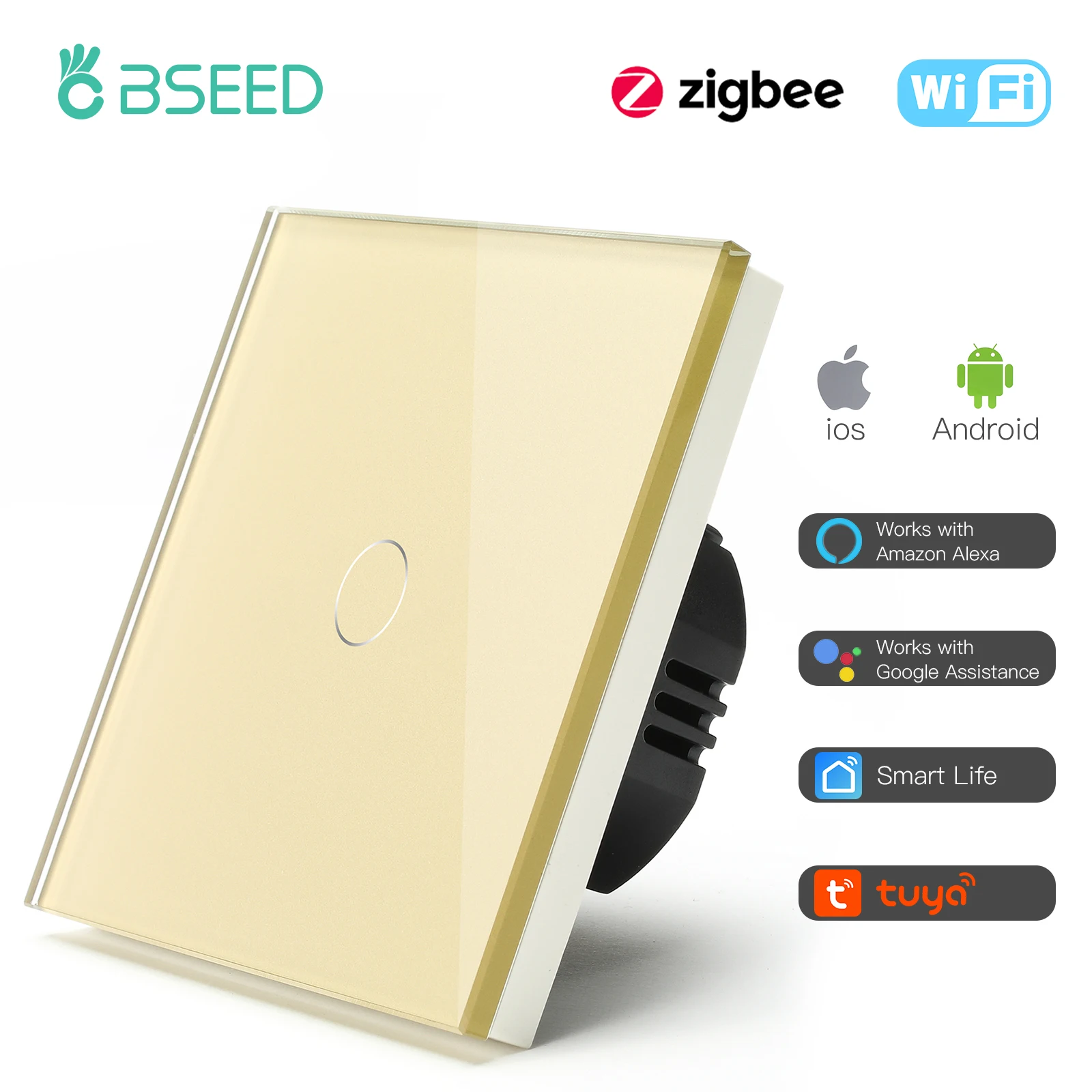 BSEED ZigBee Smart Wall Switches 1/2/3Gang 2/3Way EU Touch Light Switches Tuya Smart Life Wireless Control Neutral Required
BSEED ZigBee Smart Wall Switches 1/2/3Gang 2/3Way EU Touch Light Switches Tuya Smart Life Wireless Control Neutral Required