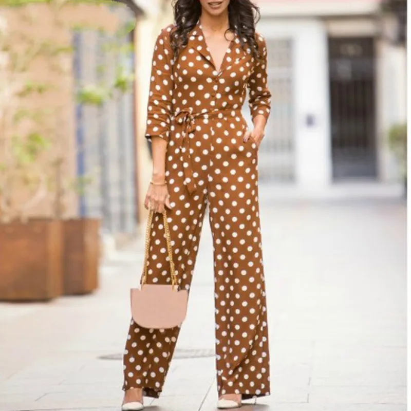 Women Sweet Dot Printed Romper Lace Loose V-neck Long Sleeves Slim High Waist Wide Leg Jumpsuit
Women Sweet Dot Printed Romper Lace Loose V-neck Long Sleeves Slim High Waist Wide Leg Jumpsuit