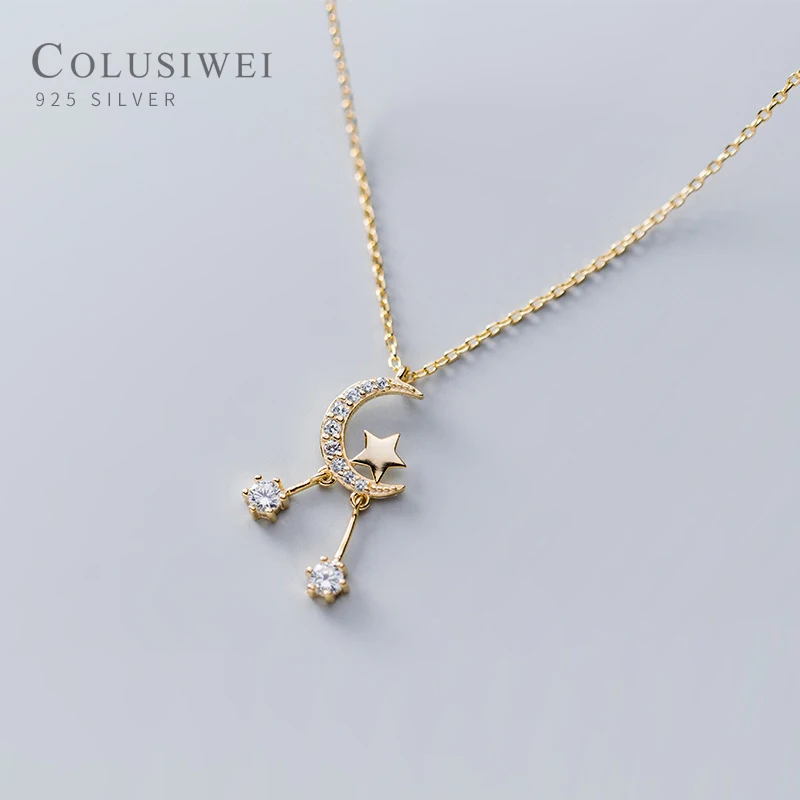 Colusiwei Genuine 925 Sterling Silver Luminous AAA CZ Stars Crescent Pendant Necklace for Women Wedding Original jewelry Gift
Colusiwei Genuine 925 Sterling Silver Luminous AAA CZ Stars Crescent Pendant Necklace for Women Wedding Original jewelry Gift