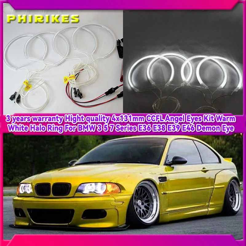 3 years warranty Hight quality 4x131mm CCFL Angel Eyes Kit Warm White Halo Ring For BMW 3 5 7 Series E36 E38 E39 E46 Demon Eye
3 years warranty Hight quality 4x131mm CCFL Angel Eyes Kit Warm White Halo Ring For BMW 3 5 7 Series E36 E38 E39 E46 Demon Eye
