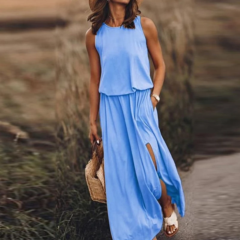 Casual Women Polka Dot Long Dress Summer Sleeveless O-Neck Party Dresses Vintage Loose Split Beach Maxi Dress Vestidos
Casual Women Polka Dot Long Dress Summer Sleeveless O-Neck Party Dresses Vintage Loose Split Beach Maxi Dress Vestidos