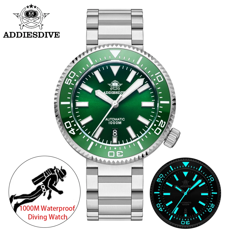 ADDIESDIVE Men's Watches NH35A Sports Men's BGW9 Luminous 1000m Waterproof Mechanical Watches Stainless Steel Sapphire Clock
ADDIESDIVE Men's Watches NH35A Sports Men's BGW9 Luminous 1000m Waterproof Mechanical Watches Stainless Steel Sapphire Clock