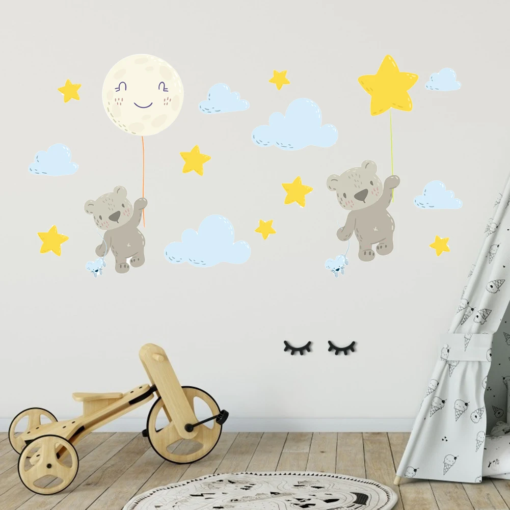 Cartoon Bear Cloud Stars Wall Stickers Kids Bedroom Living Room Decorative Nursery DIY Wallpaper Decals Stickers Cute Wallpaper
Cartoon Bear Cloud Stars Wall Stickers Kids Bedroom Living Room Decorative Nursery DIY Wallpaper Decals Stickers Cute Wallpaper