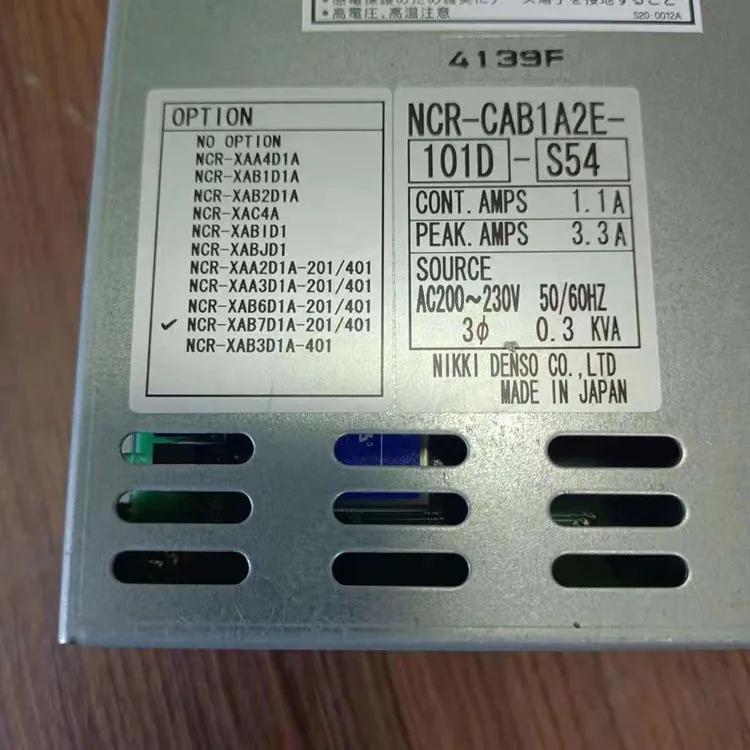 Nikkidenso servo drive NCR-CAB1A2E-101D-S54 with CC-LINK communication unit is 90% new
Nikkidenso servo drive NCR-CAB1A2E-101D-S54 with CC-LINK communication unit is 90% new