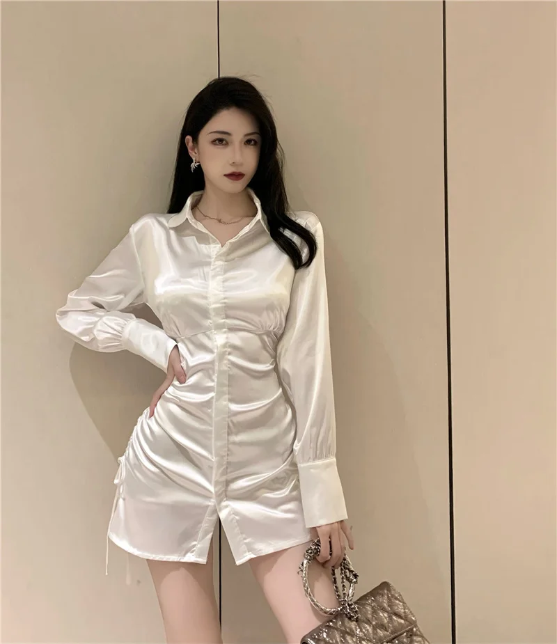 White Shirt Dress for Women Spring and Autumn 2021 Design Sense Satin Waist-Tight Hip-Wrapped DressNuyoah
White Shirt Dress for Women Spring and Autumn 2021 Design Sense Satin Waist-Tight Hip-Wrapped DressNuyoah