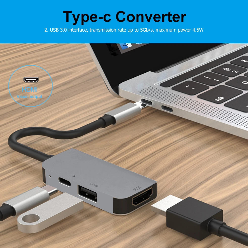 3 в 1 и 5 USB концентратор конвертер 4K видео HDMI совместимый тип C 2 0 PD адаптер сплиттер