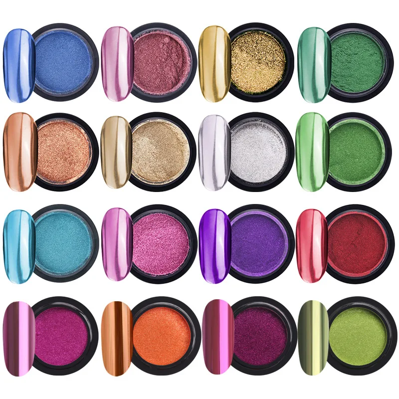 16 Jars Chrome Nail Powder Metallic Nail Art Powder Mirror Effect Manicure Pigment with 16 Pcs Eyeshadow Sticks
16 Jars Chrome Nail Powder Metallic Nail Art Powder Mirror Effect Manicure Pigment with 16 Pcs Eyeshadow Sticks